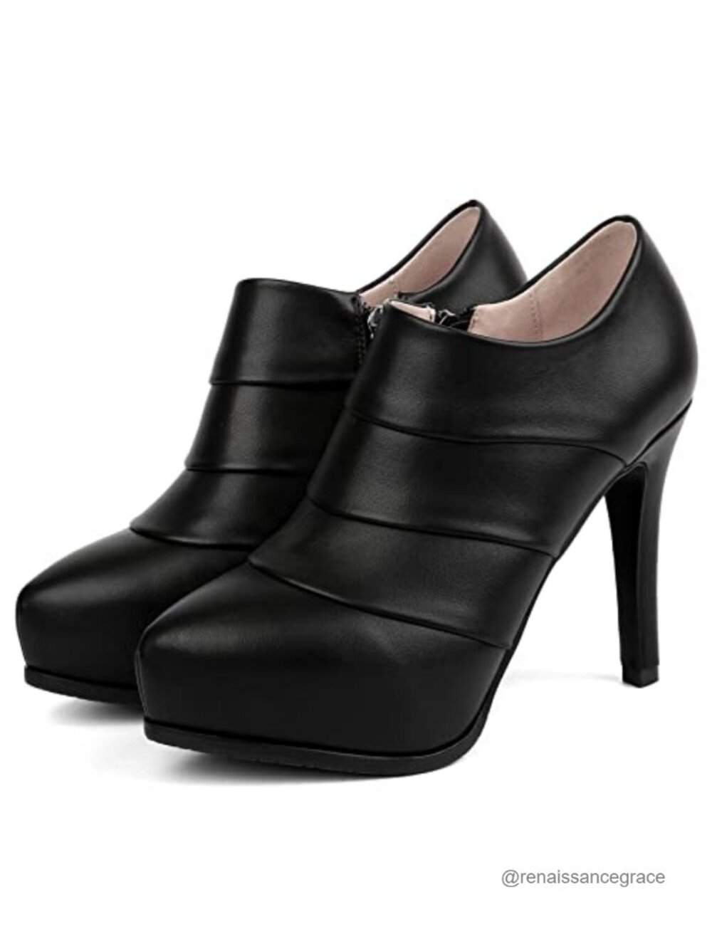 SHEMEE Women's Platform Stiletto High Heel Ankle Booties Side Zip Dress Shoes